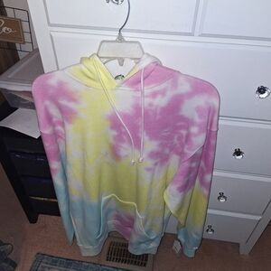 Tie-Dye Pastel Hoodie - Pink, Yellow & Blue